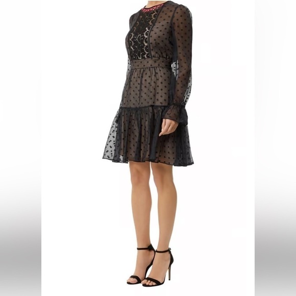 TEMPERLEY LONDON Prix Black Lace Mini Dress in black size 4 - Picture 2 of 11